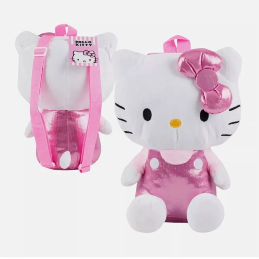 Hello Kitty Pink Shiny Plush Backpack Gift for Fans of All Ages 14